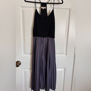 LOFT Black and Purple  Pleated Dress